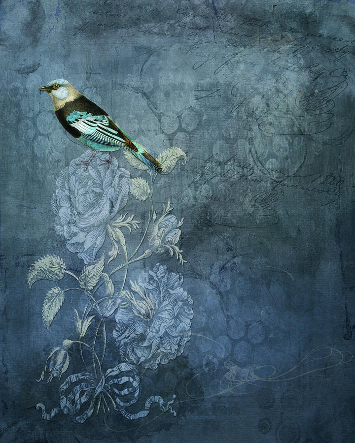 Bird Digital Art - Indigos Inspiration by Katherine Katsenis