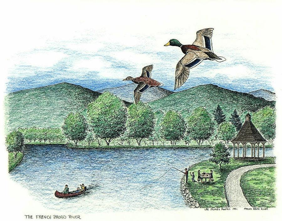 French Broad River Drawing by Lee Pantas