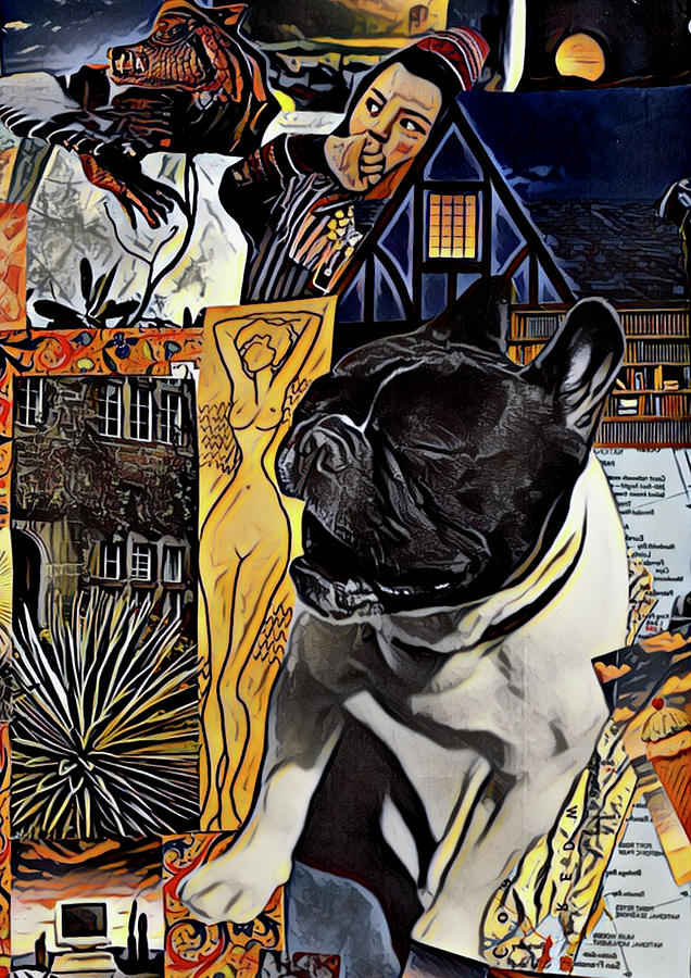 French Bulldog and Young Girll Mixed Media by Debra Amerson