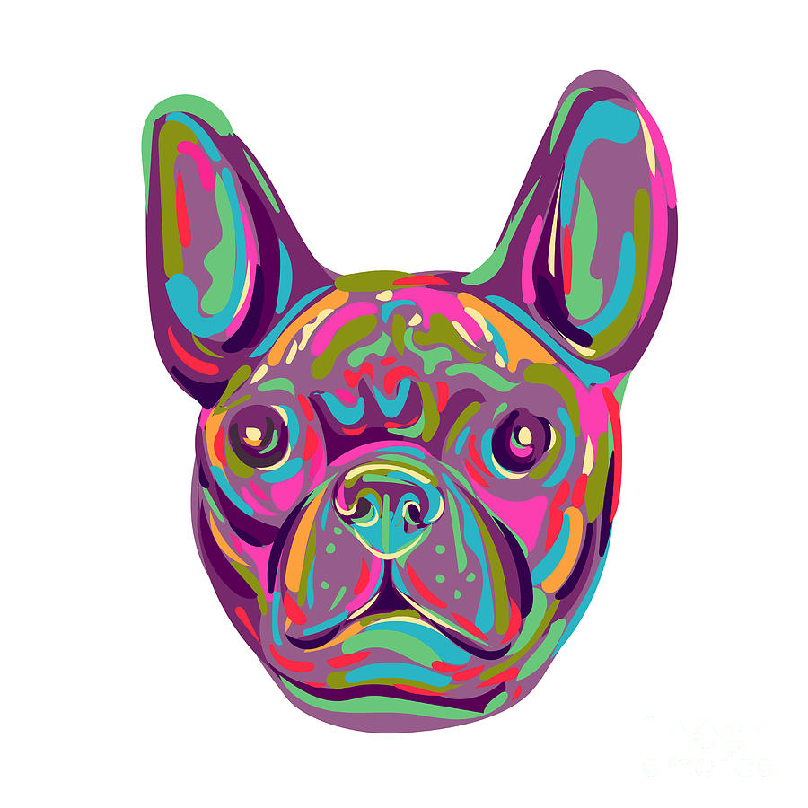 French Bulldog Frenchie or Bouledogue Francais Head Pop Art Style ...