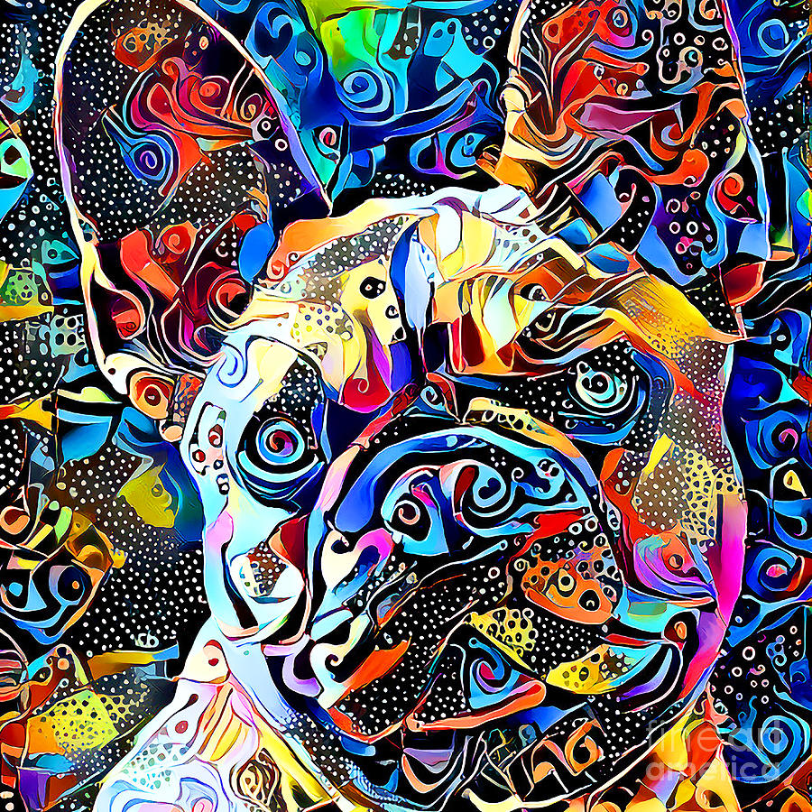 French Bulldog In Vibrant Contemporary Surreal Abstract Colors 20210204 v2 square Photograph by Wingsdomain Art and Photography