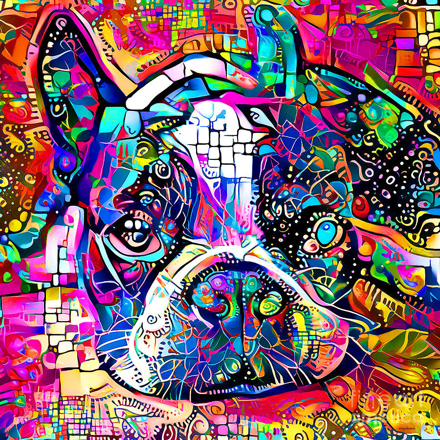 French Bulldog In Whimsical Modern Art 20211210 square Photograph by Wingsdomain Art and Photography