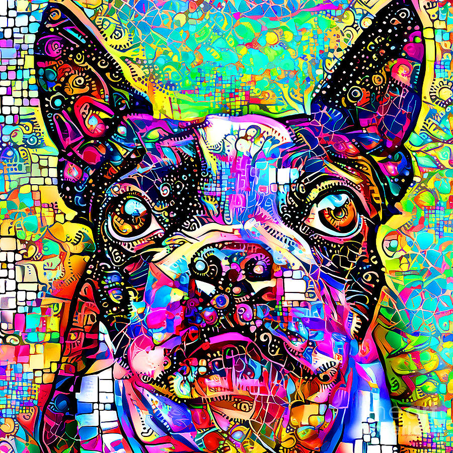 French Bulldog In Whimsical Modern Art 20211211 v2 square Photograph by Wingsdomain Art and Photography