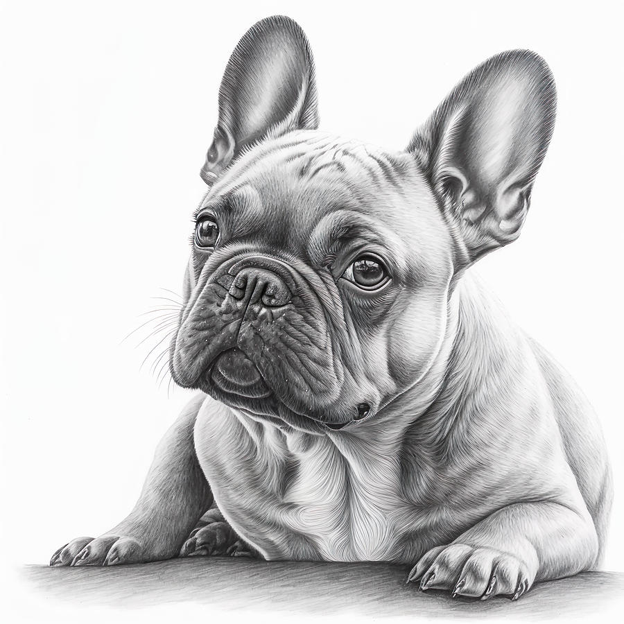 French Bulldog Pencil Sketch drawing Artwork Drawing by Luke Dwyer ...