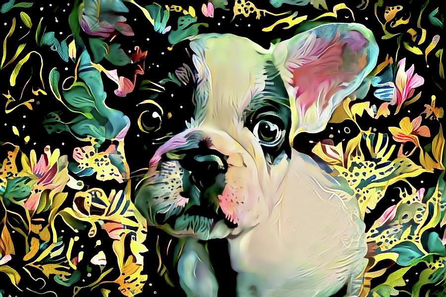 French Bulldog Puppy Abstract Art Digital Art by Peggy Collins