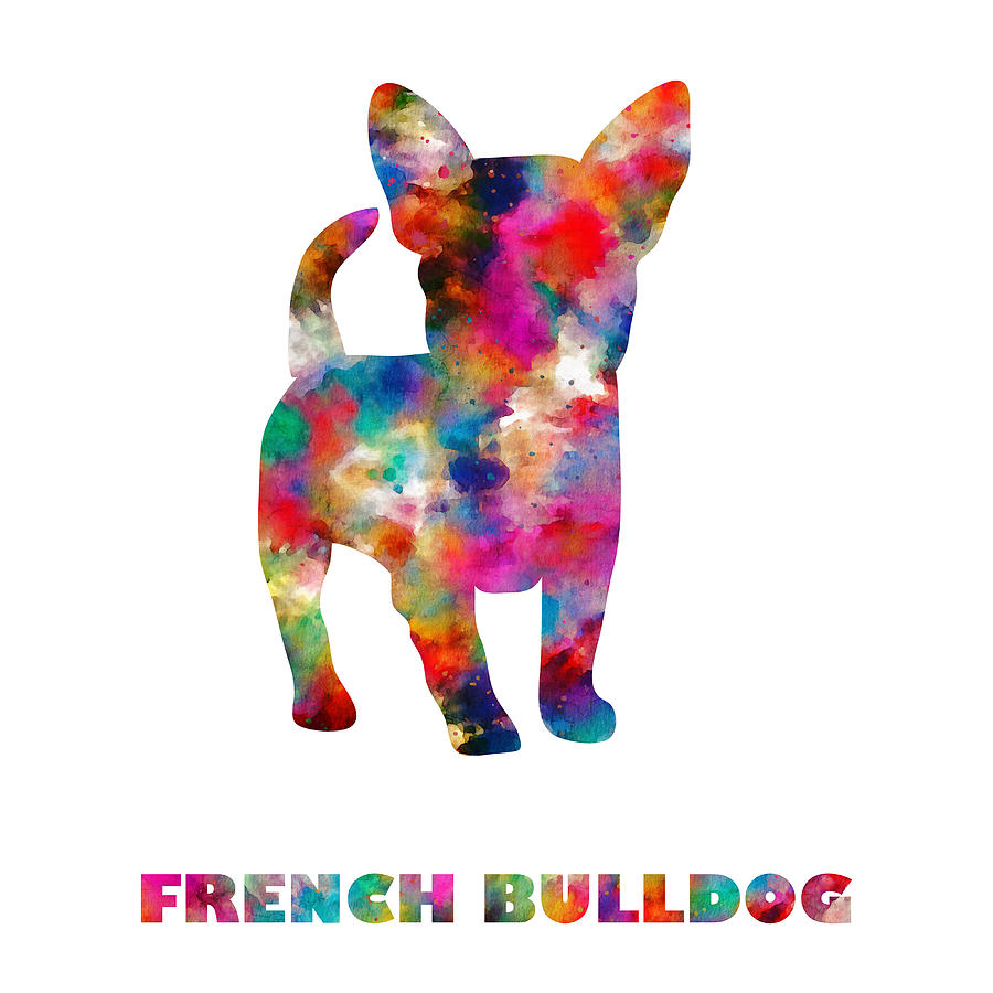 French Bulldog Tie Dye with Breed Name Digital Art by Peggy Collins