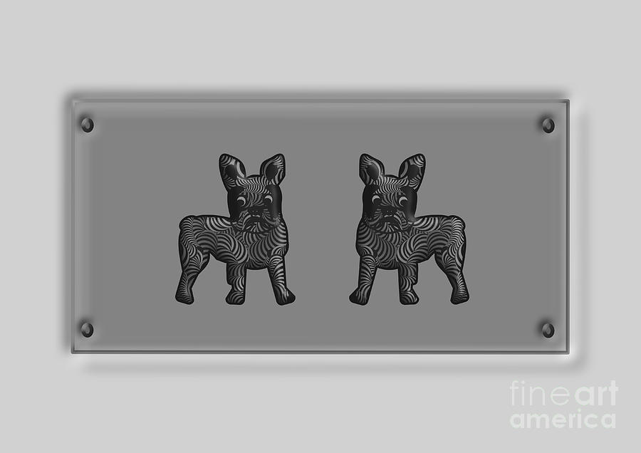 French bulldogs in black and white Digital Art by Barefoot Bodeez Art