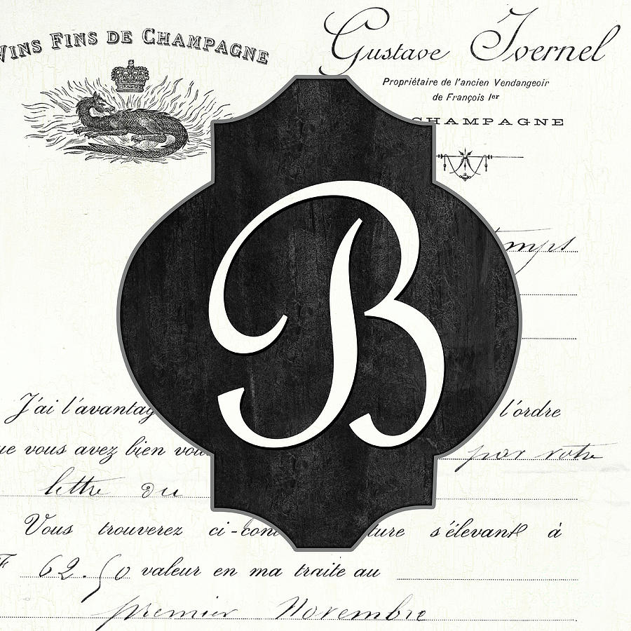 French Champagne Monogram B Painting