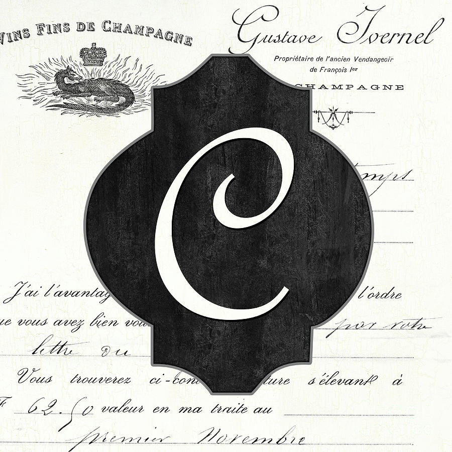 French Champagne Monogram C Painting