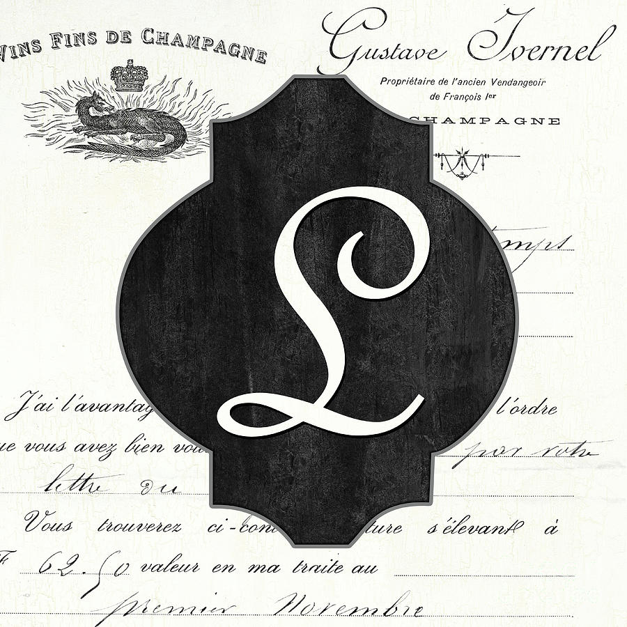 French Champagne Monogram L Painting
