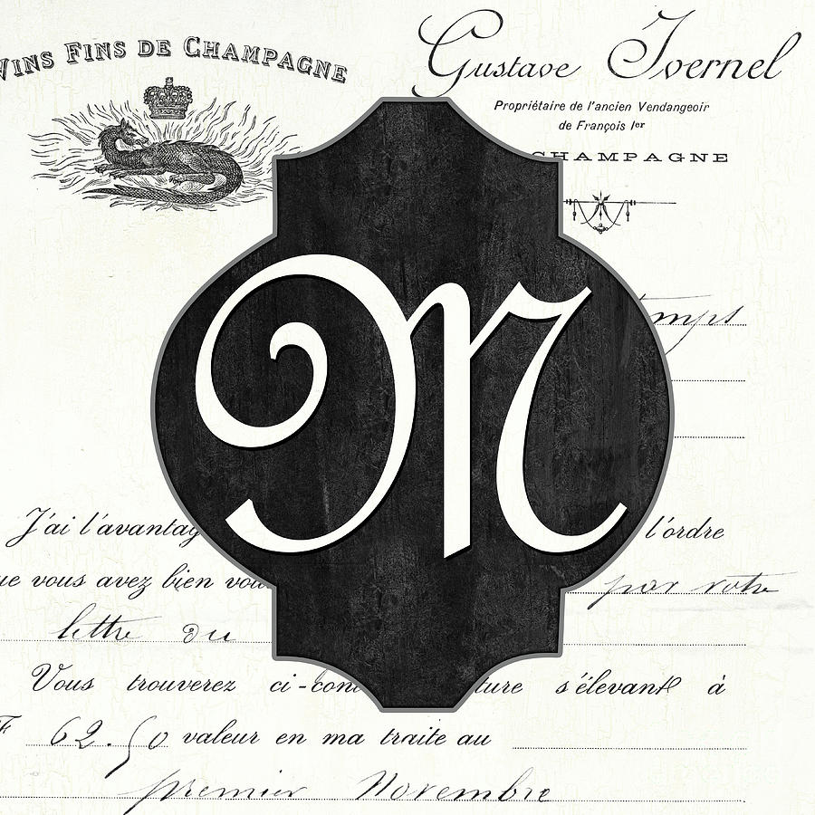 French Champagne Monogram M Painting