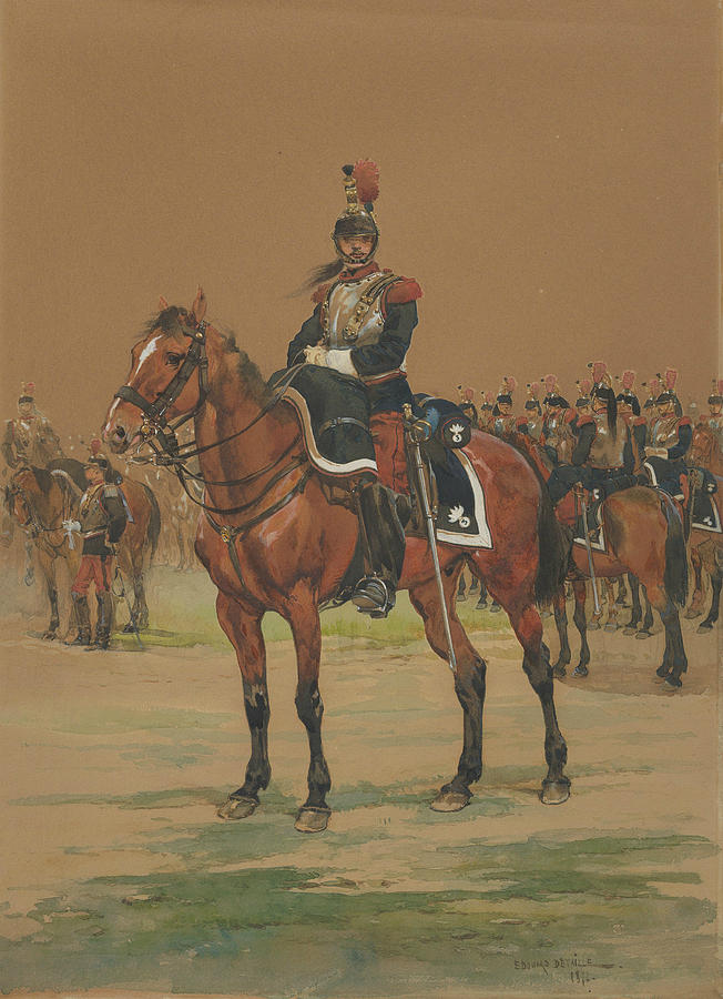 French Cuirassier Drawing by Edouard Detaille