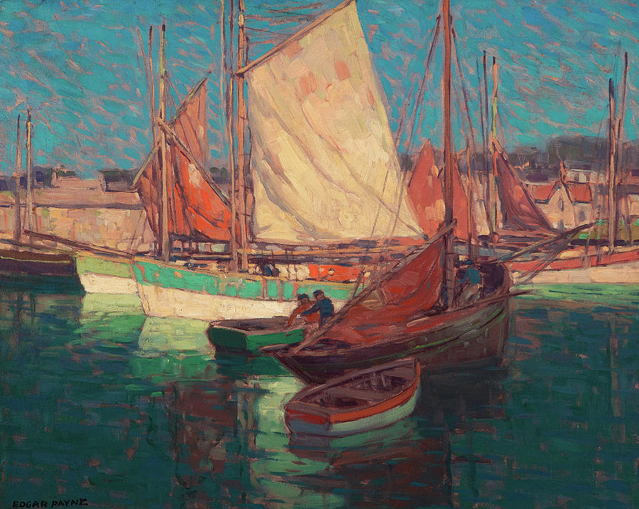 Boat Painting - French Fishing Boats by Edgar Payne