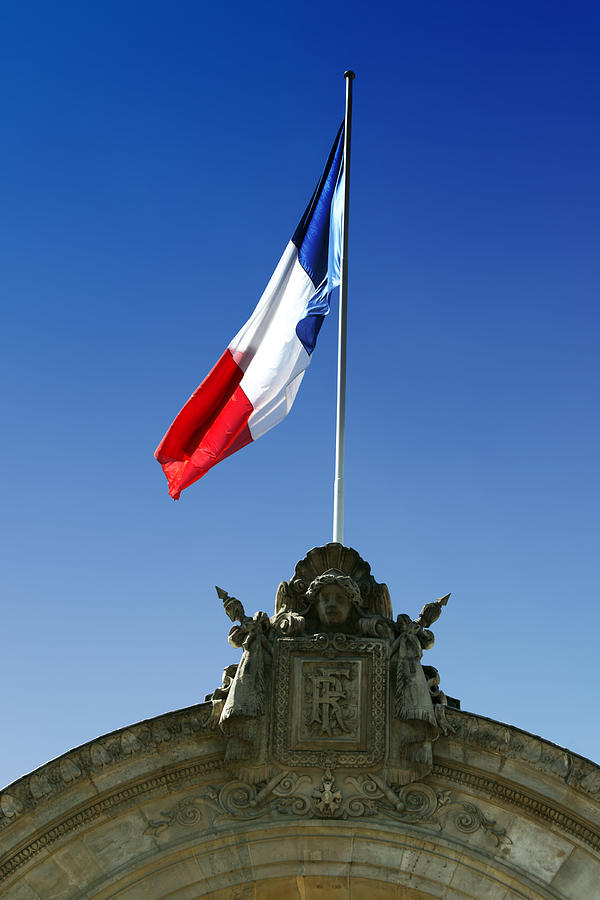French Flag on Government Building Entrance: Palais de lÉlysée Photograph by Aristotoo