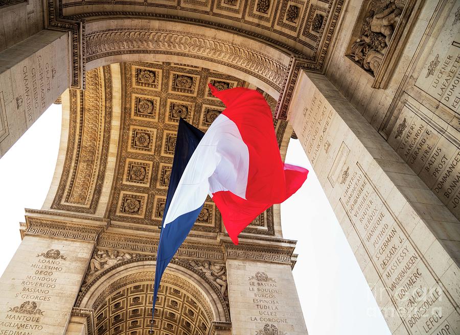 French flag under Arc de Triomphe Photograph by Elena Dijour - Fine Art ...