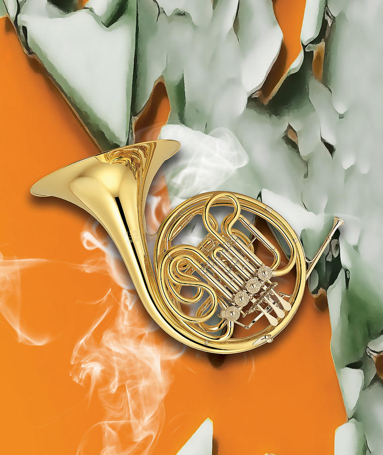 French Horn Music Mixed Media by Marvin Blaine