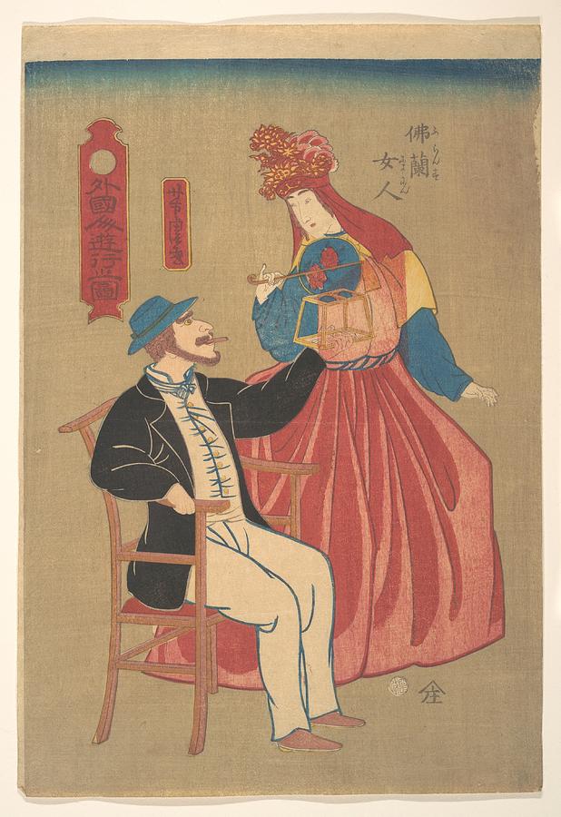 French Housewife and Her Husband   Utagawa Yoshitora Painting by Artistic Rifki