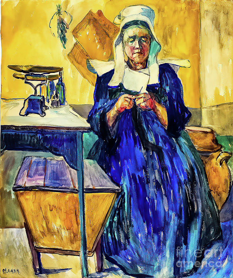 French Knitter by Emily Carr 1911 Painting by Emily Carr