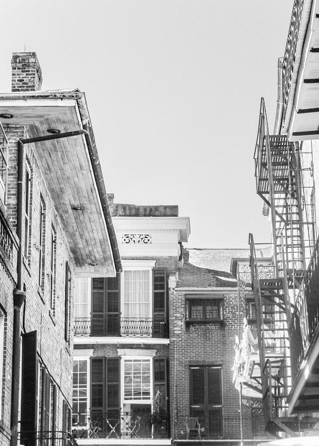 French Quarter Alley BW Photograph by Mary Pille
