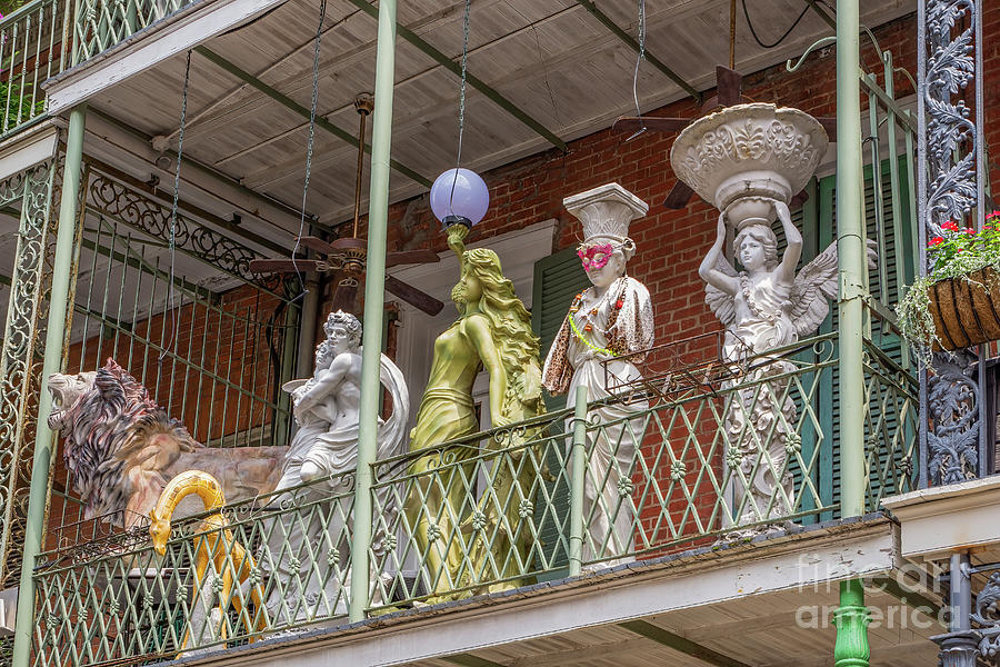 French Quarter Balcony Statues Photograph by Kathleen K Parker