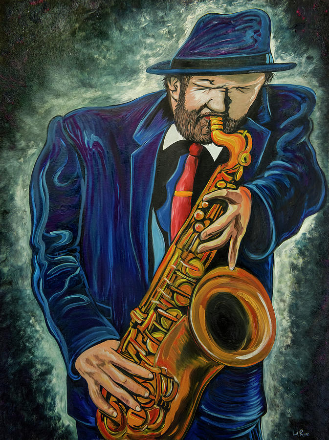 French Quarter Blue Sax Painting