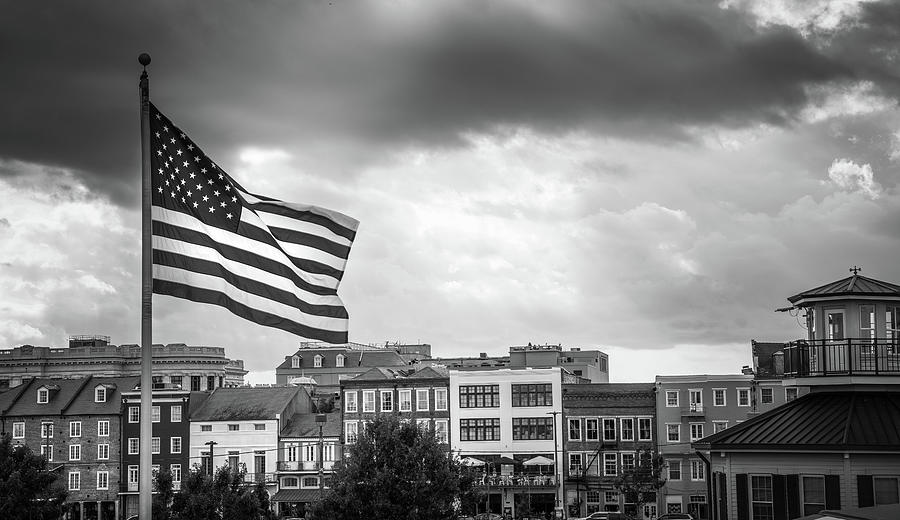 French Quarter Flag In Black and White Photograph by Greg and Chrystal Mimbs