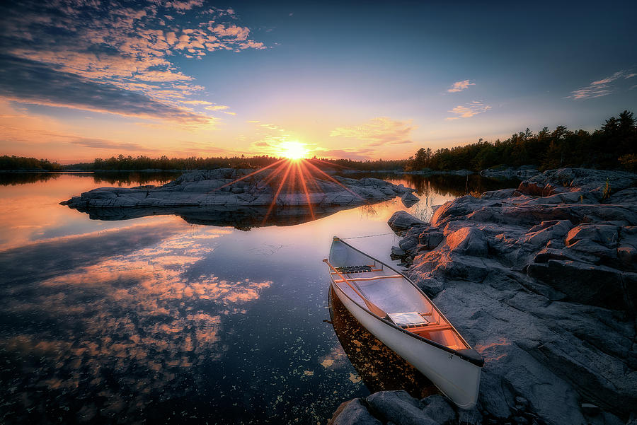 French River at Dusk Photograph by Henry w Liu
