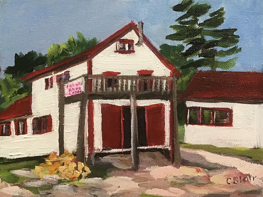 French River Lodge Boathouse Painting by Cynthia Blair
