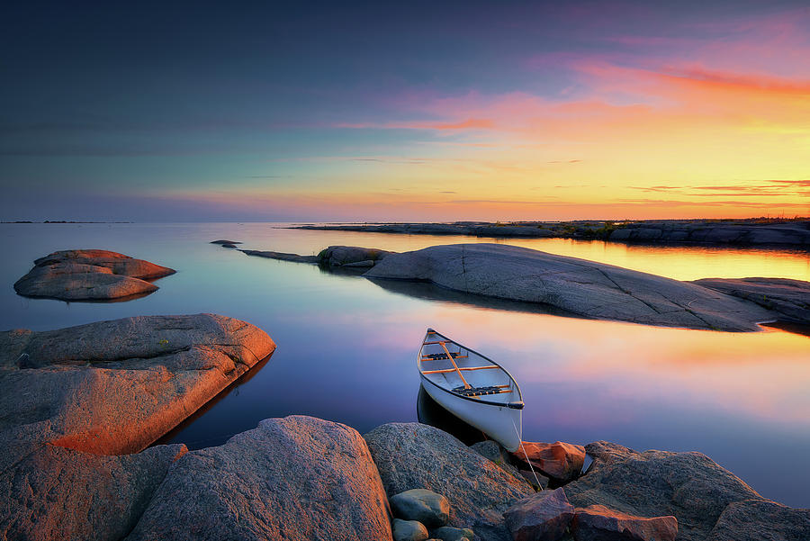 French River sunset Photograph by Henry w Liu
