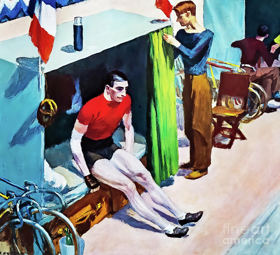 French Six Day Bicycle Rider 1937 Painting by Edward Hopper