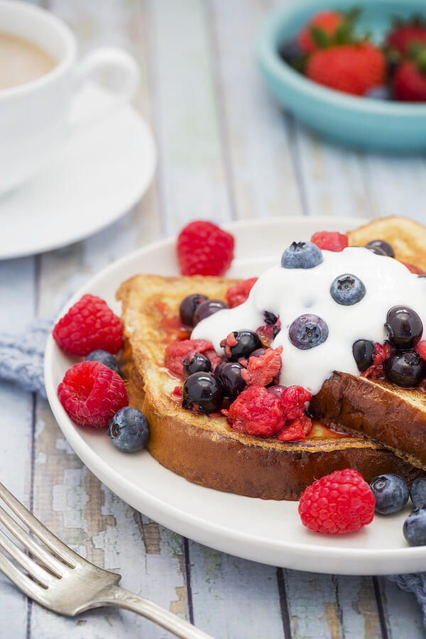 French Toast with Berries and Yogurt Photograph by Nicolesy