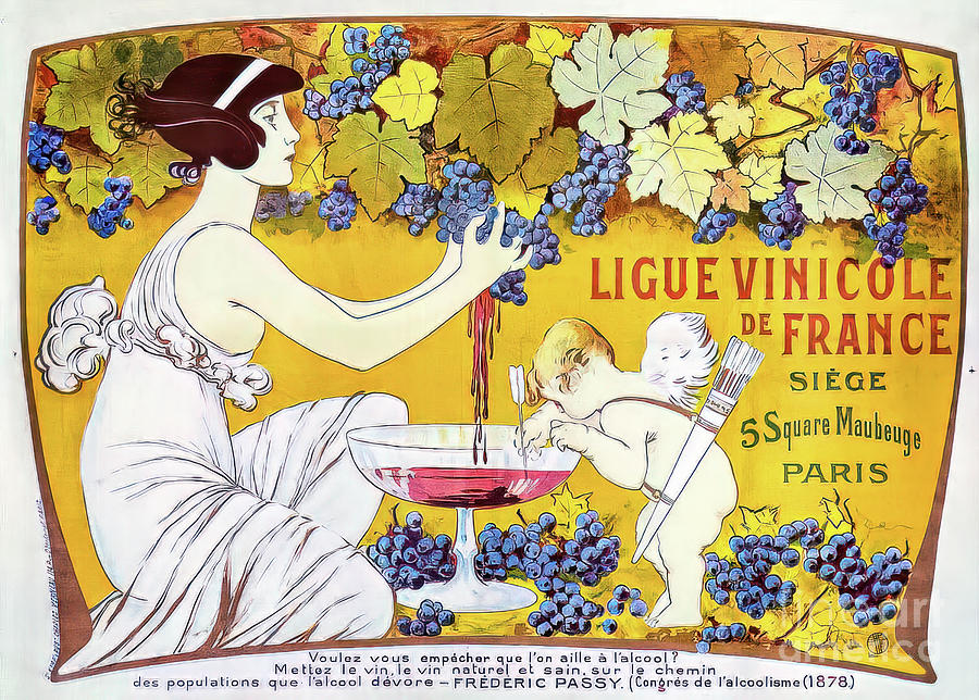 French Wine Guild Drink Wine Poster 1901 Drawing by M G Whittingham