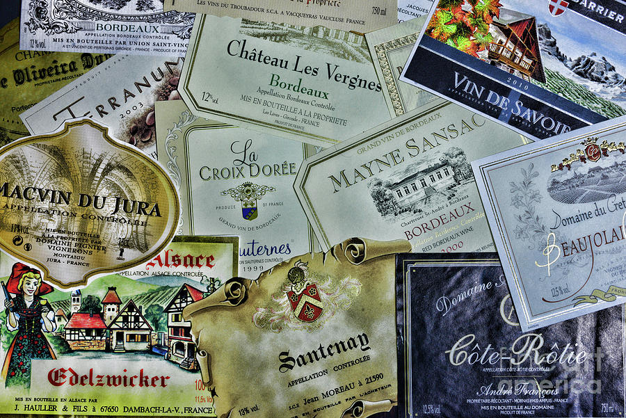 Wine Photograph - French Wine Labels 1 by Paul Ward