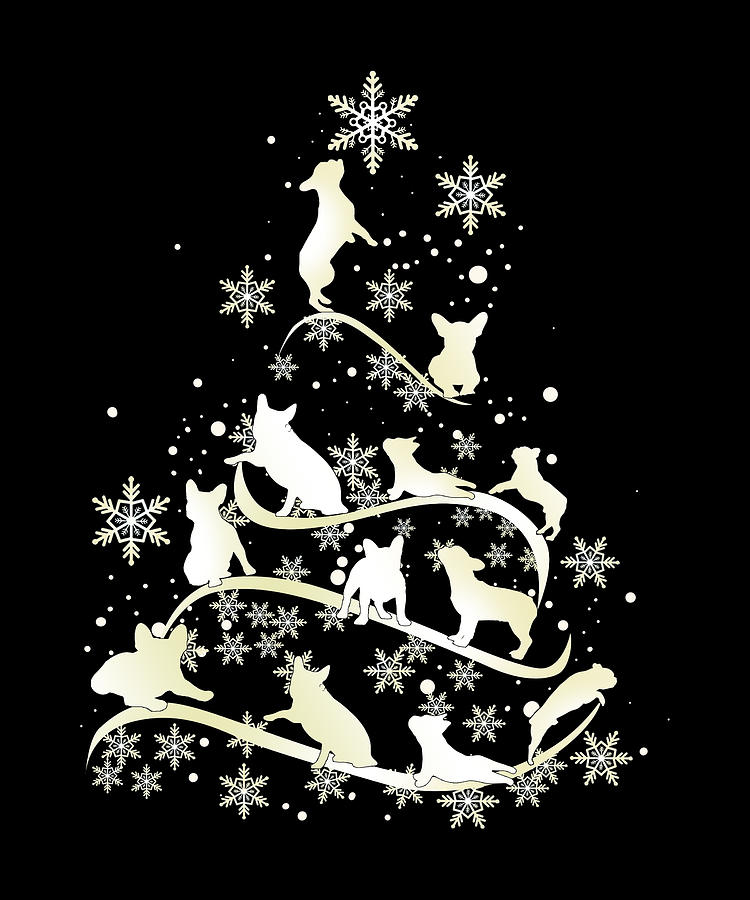 Christmas Digital Art - Frenchie Christmas Tree Snowflakes Frenchie Lover by Fancylife