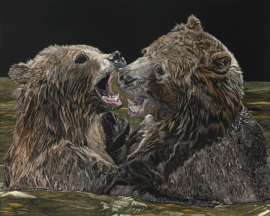 Bear Mixed Media - Frenemies by Sonja Jones