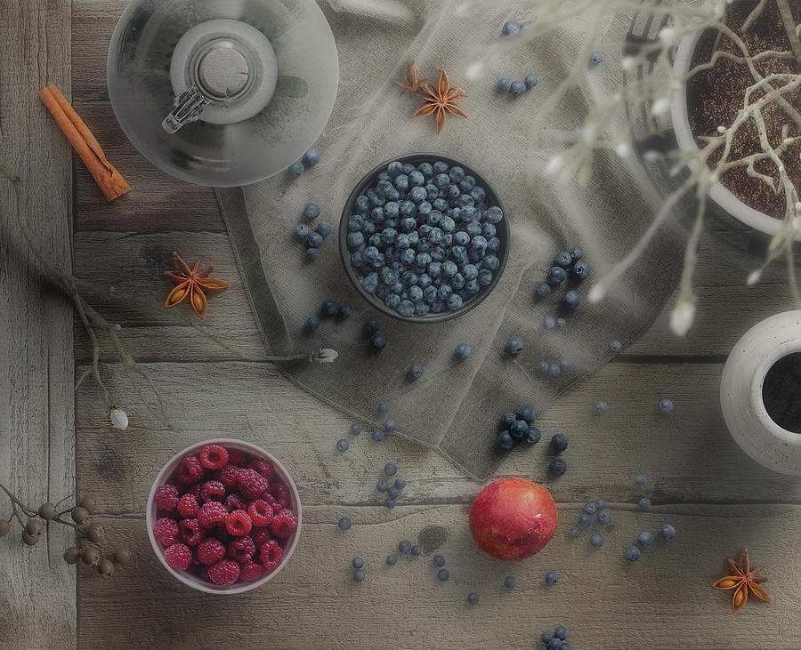 Fresh Berries And Dried Fruit The Rustic Way Photograph by Johanna Hurmerinta