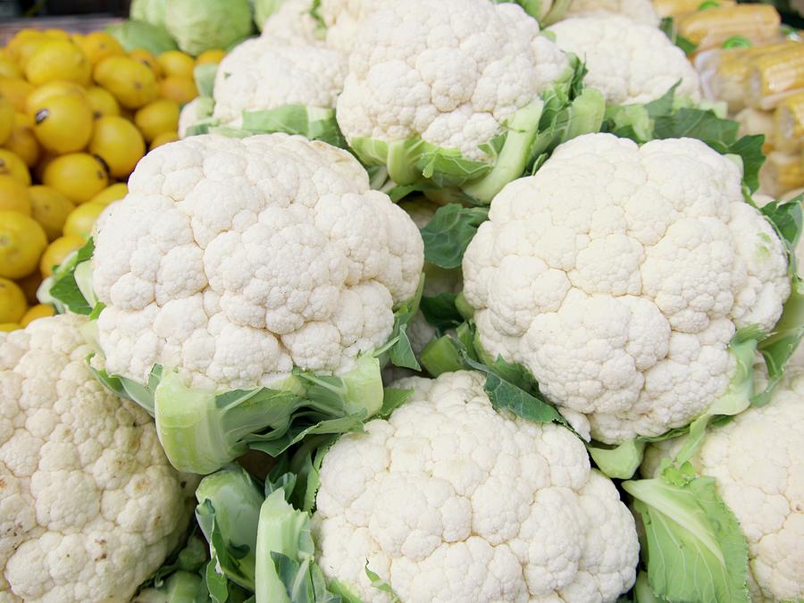 Fresh Cauliflower In Market Photograph
