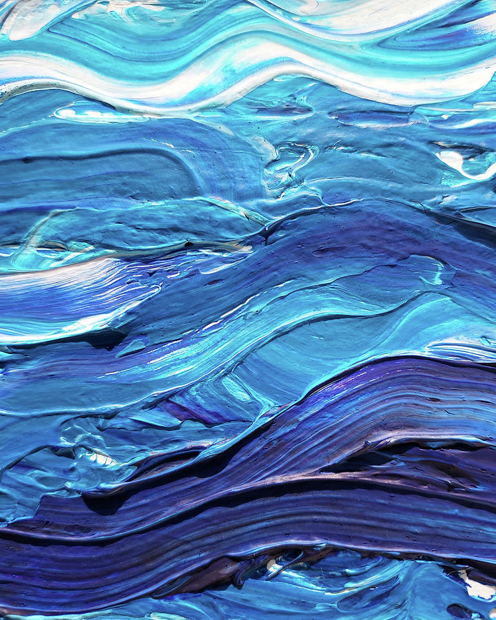 Fresh Coastal Breeze Contemporary Decor Ocean Waves Blues I Painting by Irina Sztukowski
