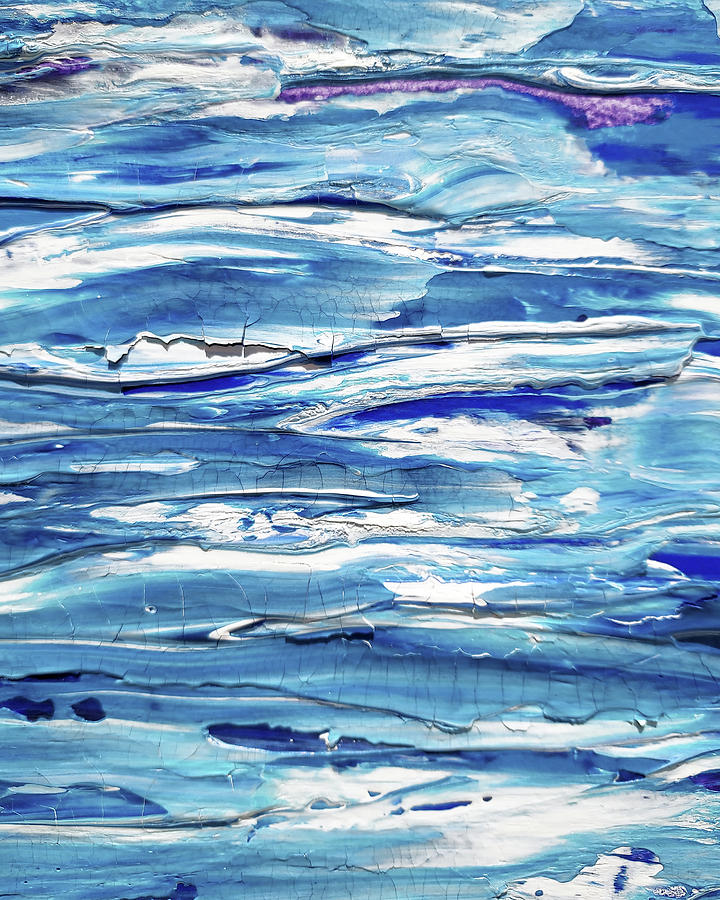Fresh Coastal Breeze Contemporary Decor Ocean Waves Blues V Painting by Irina Sztukowski