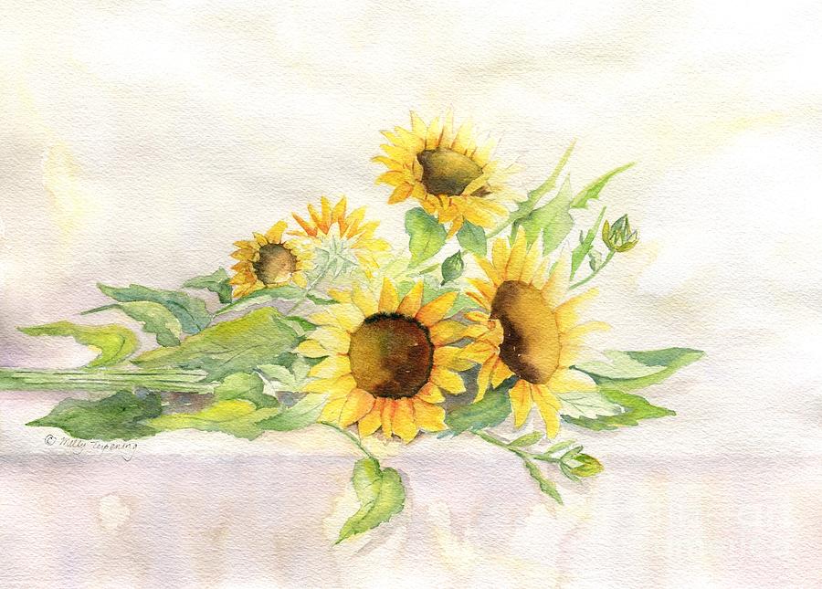 Fresh Cut Sunflowers Painting by Melly Terpening