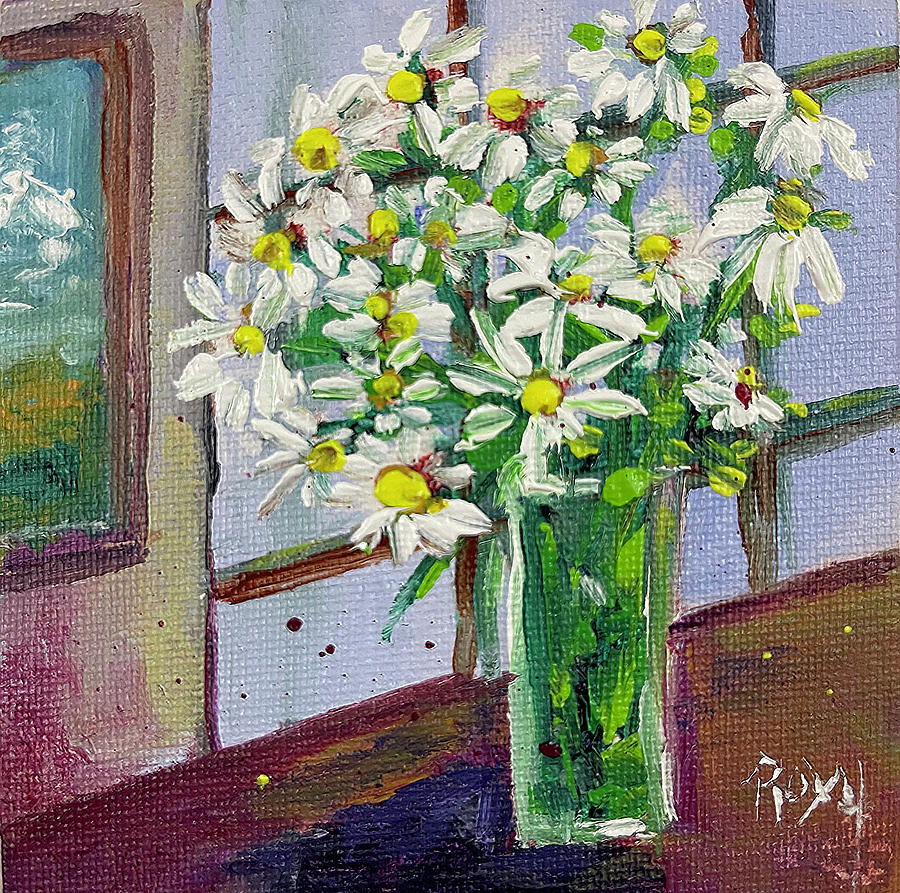 Fresh Daisies Painting by Roxy Rich