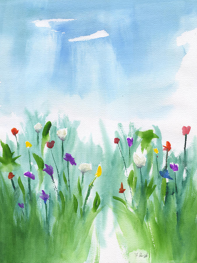 Fresh Field Flowers Painting by Frank Bright