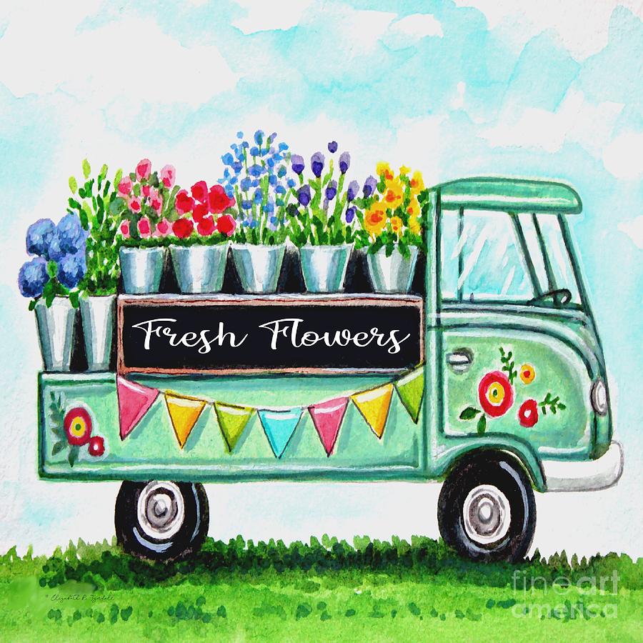 Fresh Flower Truck Painting by Elizabeth Robinette Tyndall