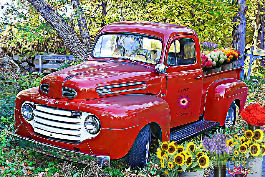 Old Ford Trucks Red