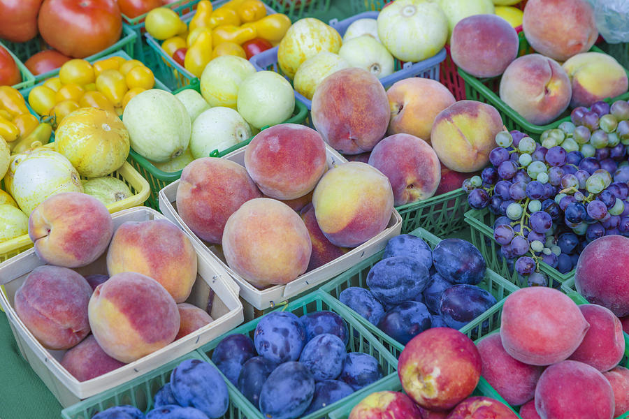 Fresh fruits and vegetables at farmers market. Photograph by David Madison