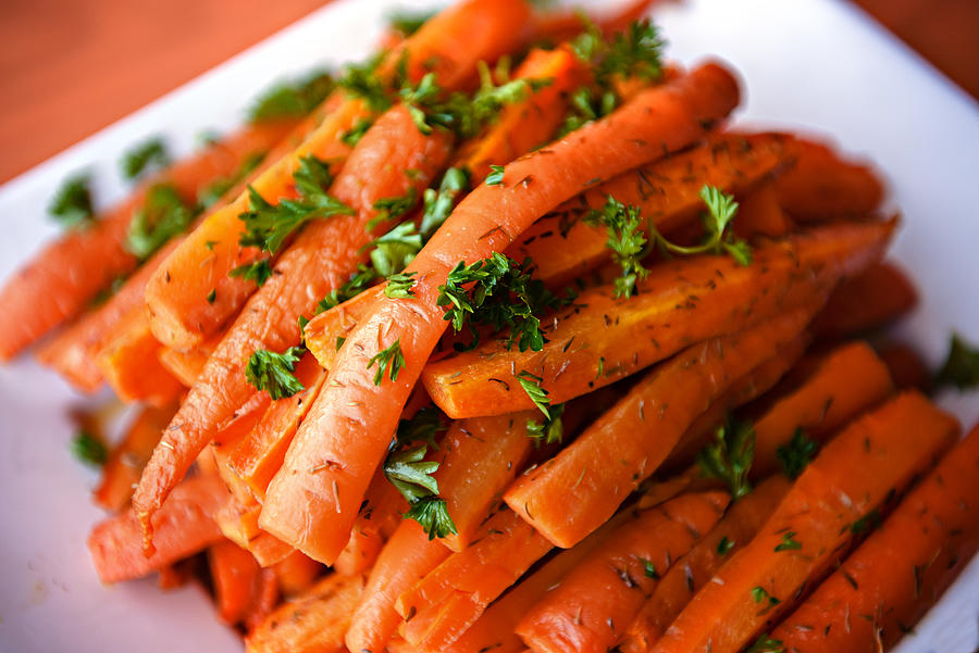 Fresh Glazed Carrots with Parsley for Turkey Dinner Photograph by Vicki Jauron, Babylon and Beyond Photography