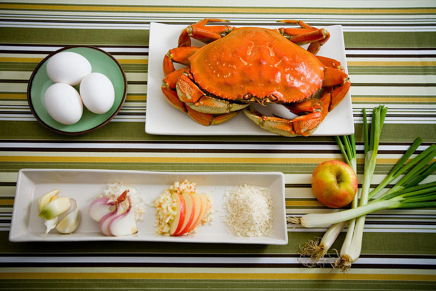 Fresh ingredients for crab cakes Photograph by Dave Le