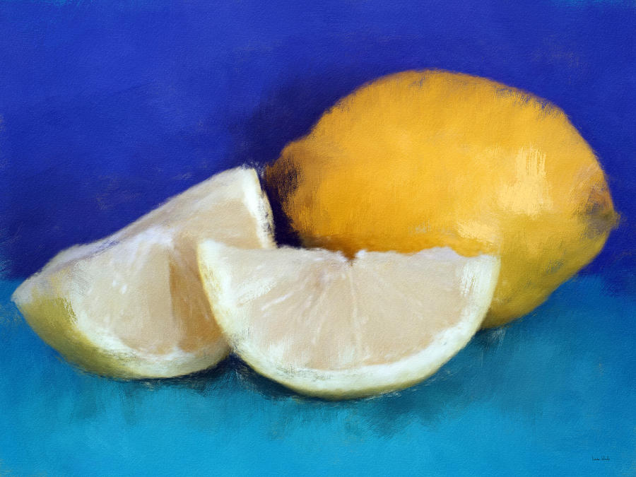 Still Life Painting - Fresh Lemons- Colorful Art by Linda Woods by Linda Woods