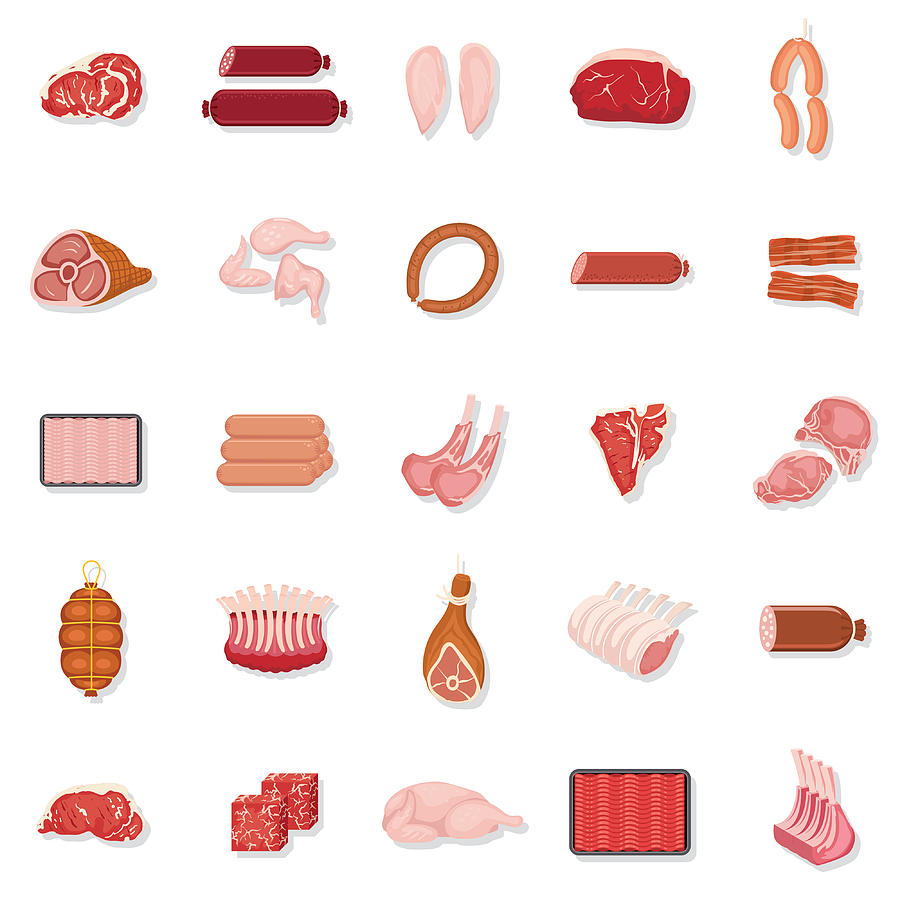 Fresh Meat Icon Set Drawing by Diane555