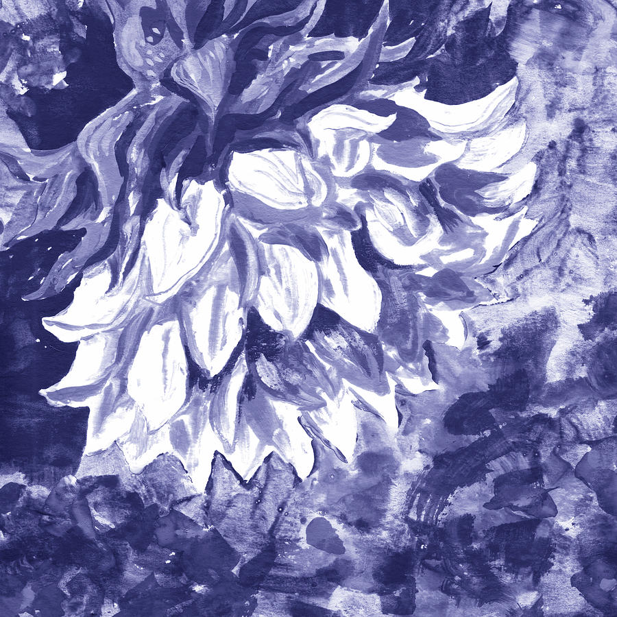 Fresh Monochrome Flowers In Purple Blue Very Peri Modern Interior Design I Painting by Irina Sztukowski